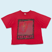T-Shirt "surfing" 90er distressed, rot, L breit